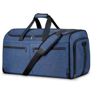 Carry on Garment Bag for Travel, Bukere Convertible Suit Travel Garment Duffel Bag for Men Women Business, Shoe Compartment, Detachable Shoulder Strap, Multi-Function 2 in 1 Weekender Bag, Blue