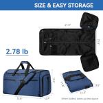 Carry on Garment Bag for Travel, Bukere Convertible Suit Travel Garment Duffel Bag for Men Women Business, Shoe Compartment, Detachable Shoulder Strap, Multi-Function 2 in 1 Weekender Bag, Blue