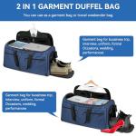 Carry on Garment Bag for Travel, Bukere Convertible Suit Travel Garment Duffel Bag for Men Women Business, Shoe Compartment, Detachable Shoulder Strap, Multi-Function 2 in 1 Weekender Bag, Blue