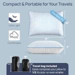 Small Cooling Memory Foam Travel Pillows for Airplanes Sleeping, Compressible Camping Pillow, Mini Adjustable Shredded Foam Bed Pillow for Medium Firm Neck Knee Lumbar Support, Ideal Car, Backpacking
