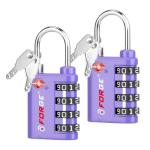 Forge Dual-Opening: Key or Combination Lock, TSA Approved Lock for Luggage, Pelican case, Travel, Gym, School, Luggage Combination Lock, Travel Bag Lock (Purple 2 Pk)