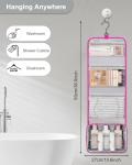 Relavel HangingTravel Toiletry Bag for Women, Large Capacity Toiletries Bag, Travel Essentials Organizer, Hanging Makeup Case for Accessories, Waterproof Bathroom Shower Bag (hot pink)