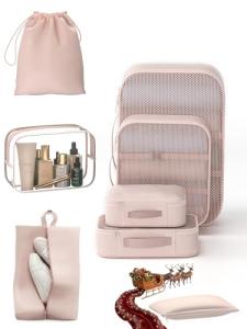 BLINGCOOL 8 Set Packing Cubes for Travel with Clear Toiletry Bag, Durable Luggage Packing Organizers, Carry-On Accessories, TSA Approved See-Through Cubes, Space-Saving Storage Bags, Gifts for Women