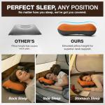 Inflatable Camping Pillow - Ultralight Compact Air Pillow for Travel, Backpacking & Hiking - Ergonomic Neck & Lumbar Support - Portable Inflatable Pillow with Removable Washable Cover - (Orange)