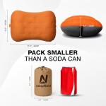 Inflatable Camping Pillow - Ultralight Compact Air Pillow for Travel, Backpacking & Hiking - Ergonomic Neck & Lumbar Support - Portable Inflatable Pillow with Removable Washable Cover - (Orange)
