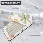 2Pack Luggage Tags for Suitcases, Cute Unique Pu Leather Cruise Luggage Tag with Privacy Cover ID Label Address Card and Metal Ring Suitable for Women Men Kids Travel Bag Linear Flower
