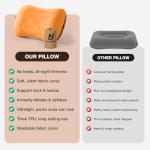 Inflatable Camping Pillow - Ultralight Compact Air Pillow for Travel, Backpacking & Hiking - Ergonomic Neck & Lumbar Support - Portable Inflatable Pillow with Removable Washable Cover - (Orange)