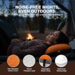Inflatable Camping Pillow - Ultralight Compact Air Pillow for Travel, Backpacking & Hiking - Ergonomic Neck & Lumbar Support - Portable Inflatable Pillow with Removable Washable Cover - (Orange)