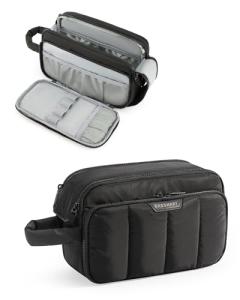 BAGSMART Travel Toiletry Bag for Women, Wide-open Makeup Bag Organizer, Puffy Make Up Case, Large Capacity Cosmetic Organizer for Women for Travel Essentials Toiletries Accessories Bottles(Black)