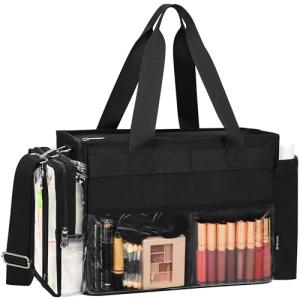 TANTO Extra Large Makeup Bag, Makeup Artist Bag Professional Cosmetic Bag Organizer Hair Stylist Travelling Duffle Bag with Adjustable Dividers Makeup Tote Bag for Makeup Beauty Lover