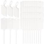 100 Pcs Plastic Shipping Tags, 2.44 x 1.45 Inch Writable Blank Hanging Tags with Sealing Strap, Waterproof Sealing Shipping Labels for Luggage Logistic Keys Information Identity, White