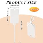100 Pcs Plastic Shipping Tags, 2.44 x 1.45 Inch Writable Blank Hanging Tags with Sealing Strap, Waterproof Sealing Shipping Labels for Luggage Logistic Keys Information Identity, White