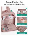 BAGSMART Travel Toiletry Bag, Lightweight Large Wide-open Travel Bag for Women, Puffy Cosmetic Makeup Bag Organizer with Handle for Accessories,Essentials, Toiletries, Dark Pink