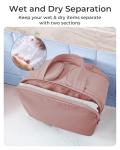 BAGSMART Travel Toiletry Bag, Lightweight Large Wide-open Travel Bag for Women, Puffy Cosmetic Makeup Bag Organizer with Handle for Accessories,Essentials, Toiletries, Dark Pink