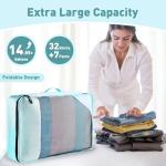 Toncoke 8-Piece Packing Cubes for Travel, 2026 Upgraded Durable Zippers & Reinforced Mesh, Complete Luggage Organizer Set with Shoe/Toiletry/Laundry Bags, 4 Sizes for Suitcase, Men Women, Lake Blue