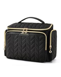 BAGSMART Travel Toiletry Bag, Large Wide-open Travel Bag for Toiletries, Makeup Cosmetic Travel Bag with Handle-Black