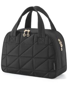 BAGSMART Travel Toiletry Bag, Large Wide-open Travel Bag for Toiletries, Puffy Makeup Cosmetic Travel Bag with Handle-Black