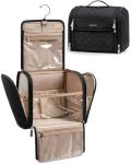 BAGSMART Makeup Bag for Women with Hanging Hook - Portable Cosmetic Case, Large Capacity Door Room Essentials Travel Organizer for Full Sized Cosmetics and Toiletries, Black