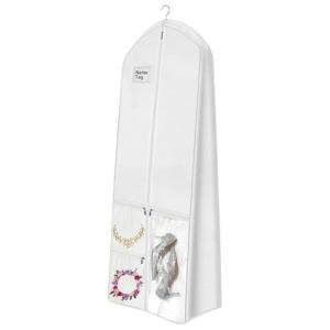 72-inch Gown Storage Bag, Foldable Wedding Dress Bag, Long Gown Storage Bag with Multiple Pockets, Dustproof and Moisture-Resistant, Lightweight and Portable, Outerwear Packaging Bag, White Style