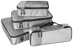 WTREE 4-Piece Packing Cubes Travel Accessories Set for Suitcases - Luggage Organizer Bags with Double Zipper - Mesh Top - Small/Medium/Large/Slim - Grey