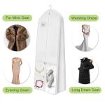 72-inch Gown Storage Bag, Foldable Wedding Dress Bag, Long Gown Storage Bag with Multiple Pockets, Dustproof and Moisture-Resistant, Lightweight and Portable, Outerwear Packaging Bag, White Style