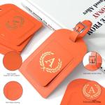 AUTYANL 6 Pack Luggage Tags for Suitcases, 26 Initial Letter Travel Luggage Baggage Identification Labels ID Tag Fully Bendable Tags(Orange) (K)