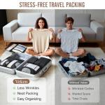 Veken 8 Set Packing Cubes for Travel Essentials, Suitcase Organizer Bags Set for Luggage, Road Trip Travel Accessories in 4 Sizes (Extra Large, Large, Medium, Small), Black