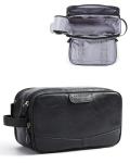 BAGSMART Toiletry Bag for Men, PU Leather Travel Bag for Toiletries, Dopp Kit Water Resistant Shaving Bag for Bathroom Shower-Black