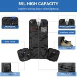 Garment Duffle Bags for Travel, Bukere Convertible Carry on Garment Duffel Bag for Men Women, Shoe Compartment, 2 in 1 Hanging Dress Suitcase Suit Travel Bags, Midnight Grey