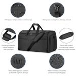 Garment Duffle Bags for Travel, Bukere Convertible Carry on Garment Duffel Bag for Men Women, Shoe Compartment, 2 in 1 Hanging Dress Suitcase Suit Travel Bags, Midnight Grey