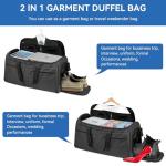 Garment Duffle Bags for Travel, Bukere Convertible Carry on Garment Duffel Bag for Men Women, Shoe Compartment, 2 in 1 Hanging Dress Suitcase Suit Travel Bags, Midnight Grey