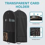 Lazebox 43" Travel Garment Bag with Accessories Zipper Pocket, Heavy Duty Suit Bag for Suits, Tuxedos, Dresses, Coats, Black, 1 pack