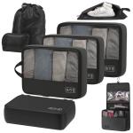 Idcymoul Ultralight Compression Packing Cubes for Travel - 8 Set Packing Cubes Compression Suitcase Luggage Organizer, Travel Essential Set with Toiletry Bag Laundry Bag (Black)