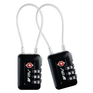 TSA Accepted Luggage Travel Lock, Set-Your-Own Combination Lock for School Gym Locker, Luggage Suitcase Baggage Locks, Filing Cabinets, Toolbox, Case (Black, 2 Pack)