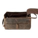 KOMALC Premium Buffalo Leather Unisex Toiletry Bag Travel Dopp Kit