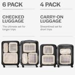 Aerotrunk Compression Packing Cubes for Travel - Luggage Organizer Bags - Double Zipper Packing Cubes for Suitcases (6-Pack, Beige)