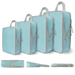 Compression Packing Cubes for Travel, 4 Set Expandable Packing Organizers, Lightweight Luggage Organizer Bags, Travel Essentials for Carry on, Handy Helper for Organizing Clothes, Blue