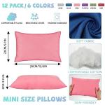 Kigley 12 Pack Mini Pillows for Daycare 9.1 x 13.8'' Small Travel Pillow Bulk Soft Breathable Cotton Pillow for Nap Travel Pet Neck Lumbar Purse Insert (Dark Color)
