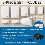 8-Piece Deluxe Compression Packing Cubes Travel - Maximize Space In Luggage With Double Capacity Design, Luxury Compressible Packing Cubes For Travel, Large, Small, & Medium Set