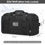 ZOMFELT Tactical Gym Bags for Men, 3-in-1 Travel Duffle Bag with Removable Dividers & Innovative Shoe Compartment, Waterproof MOLLE Gym Duffel Backpack, Airplane Carry-On Approved, Black