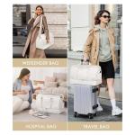 ETRONIK Weekender Overnight Bags for Women, Large Travel Duffle Bags with Shoe Compartment & Wet Pocket, Carry On Tote Bag Gym Duffel Bag with Toiletry Bags for Hospital 3 Pcs Set, Large Size, Beige