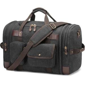 HNCTINNO Canvas Duffle Bag for Travel, 50L Expandable Weekender Bag for Men and Women, Large Overnight Carry On Duffle Bag for Travel, Hospital Labor Delivery, Work, Camping, Gym, Airplanes