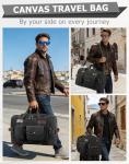 HNCTINNO Canvas Duffle Bag for Travel, 50L Expandable Weekender Bag for Men and Women, Large Overnight Carry On Duffle Bag for Travel, Hospital Labor Delivery, Work, Camping, Gym, Airplanes