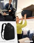 HanTrip Travel Laptop Backpack for Women Men, 18 Inch Large Work Backpack for Commuter College School Book Bags, Water Resistant Backpack with Luggage Strap Water Bottle Pocket Chest Strap, Black