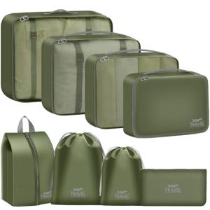 YEEYAA Packing Cubes for Travel - 8 Set Luggage Organizer Bags for Family, Mesh Breathable Packing Cubes for Suitcases Durable Travel Essentials Bags Set