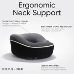 Proglobe Orthopedic Neck Pillow, Travel Neck Pillows for Airplanes, Memory Foam Kit, 360° Head Support, Airplane Pillow Set with 3D Contoured Eye Masks, Earplugs, and Luxury Mesh Bag (Black)
