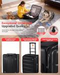 ISLAND ELEPHANT Expandable 20Inch Carry On Luggage Airline Approved - Top Opening Hardside Travel Suitcase Unbreakable -with Cup Holder,USB Charge,Side Pothook, 360°Spinner Wheels, TSA Lock-Black