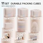 11 Set Packing Cubes for Travel, Gifts for Women Mom Kids, TSA Approved Bags for Makeup, Cosmetic, Toiletry, Suitcase Organizers for Checked Luggage, Cruise Essentials, Airplane Accessories, Beige