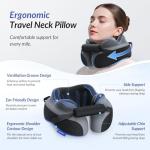 ZIKEE Ergonomic Travel Neck Pillow for Airplane, Dual-Hold Design to Stabilize Head and Neck on Flights, Ear-Free Memory Foam Airplane Travel Pillow, Quality Carrying Case, Breathable & Washable Cover