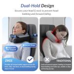 ZIKEE Ergonomic Travel Neck Pillow for Airplane, Dual-Hold Design to Stabilize Head and Neck on Flights, Ear-Free Memory Foam Airplane Travel Pillow, Quality Carrying Case, Breathable & Washable Cover